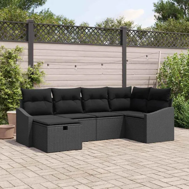 vidaXL Bankstel 6 st Zwart poly rattan, foto 2