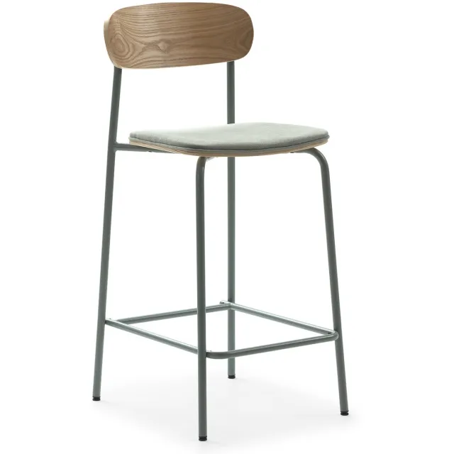 Marckeric Arno - Set van 2 barkrukken van stof en metaal, 66 cm Lichtblauw