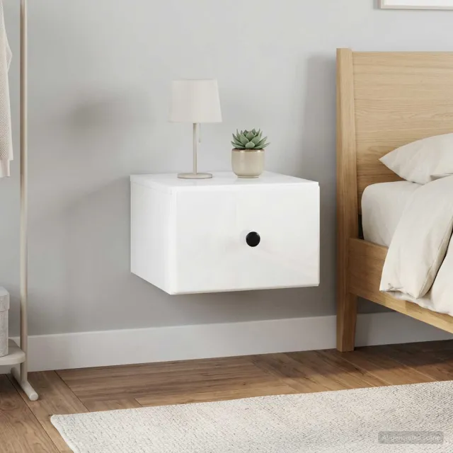 vidaXL Wandbeugel Bedkast 2 st Hoogglans Wit 34,5 x 33 x 20 cm, foto 2