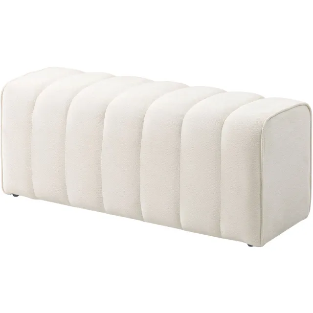Lunpog Bedbank - gestoffeerde bank - moderne stijl - voetbank met linnenkleurige bekleding - 110 x 40 x 44 cm - crèmekleurig