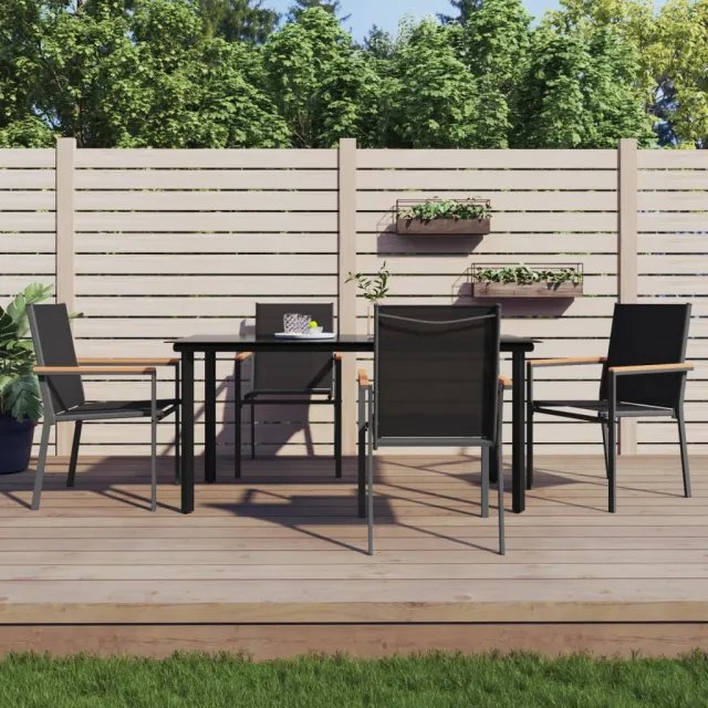 vidaXL 5-delige Tuinset textileen en staal zwart, foto 2