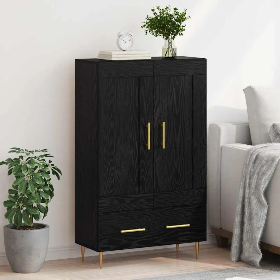 vidaXL Highboard Zwart Eiken 69,5 x 31 x 115 cm Bewerkt hout, foto 4