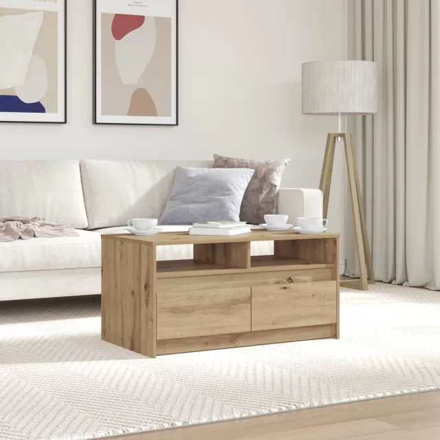 vidaXL Salontafel Ambachtelijk eiken 90 x 50 x 45 cm Bewerkt hout, foto 2