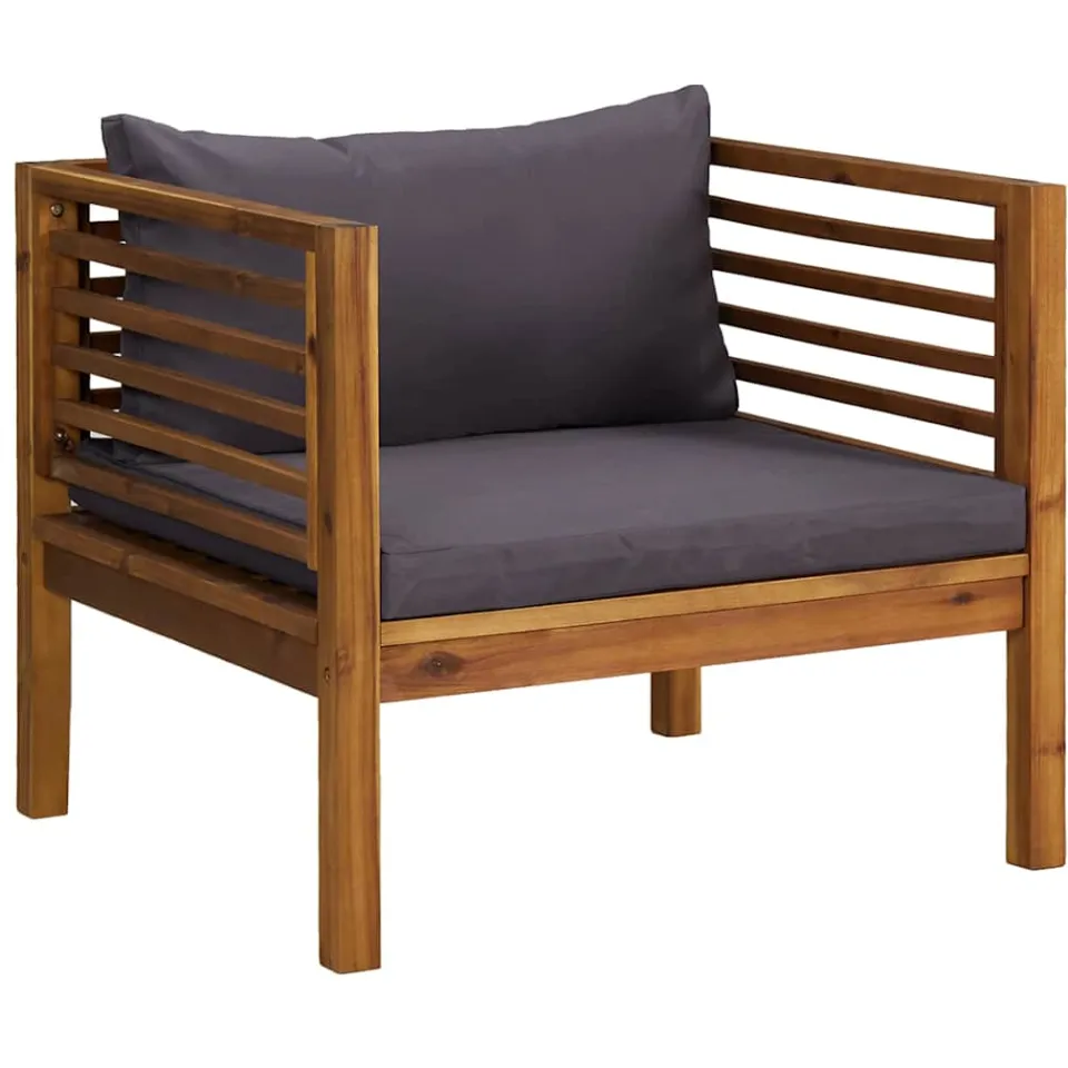 vidaXL 5-delige Loungeset met kussens massief acaciahout grijs, foto 4