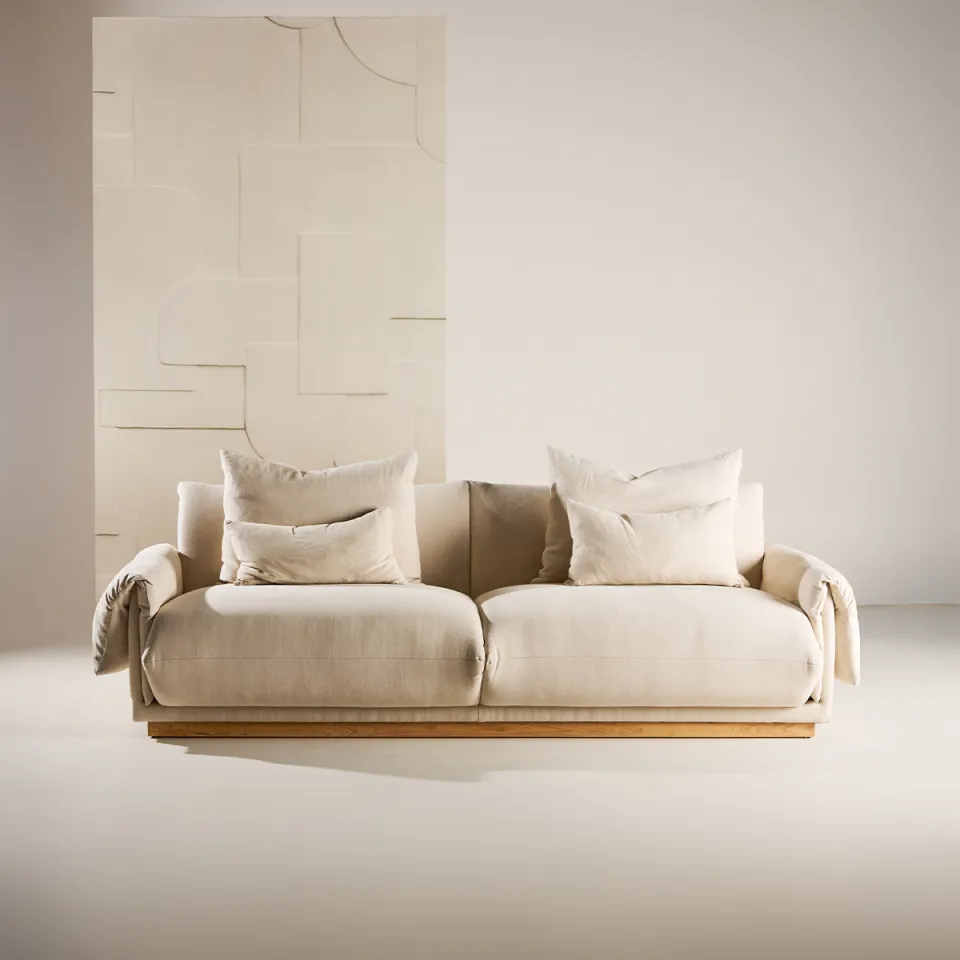 Nest living Rikki gestoffeerde 3-zits bank beige - 237 cm, foto 2