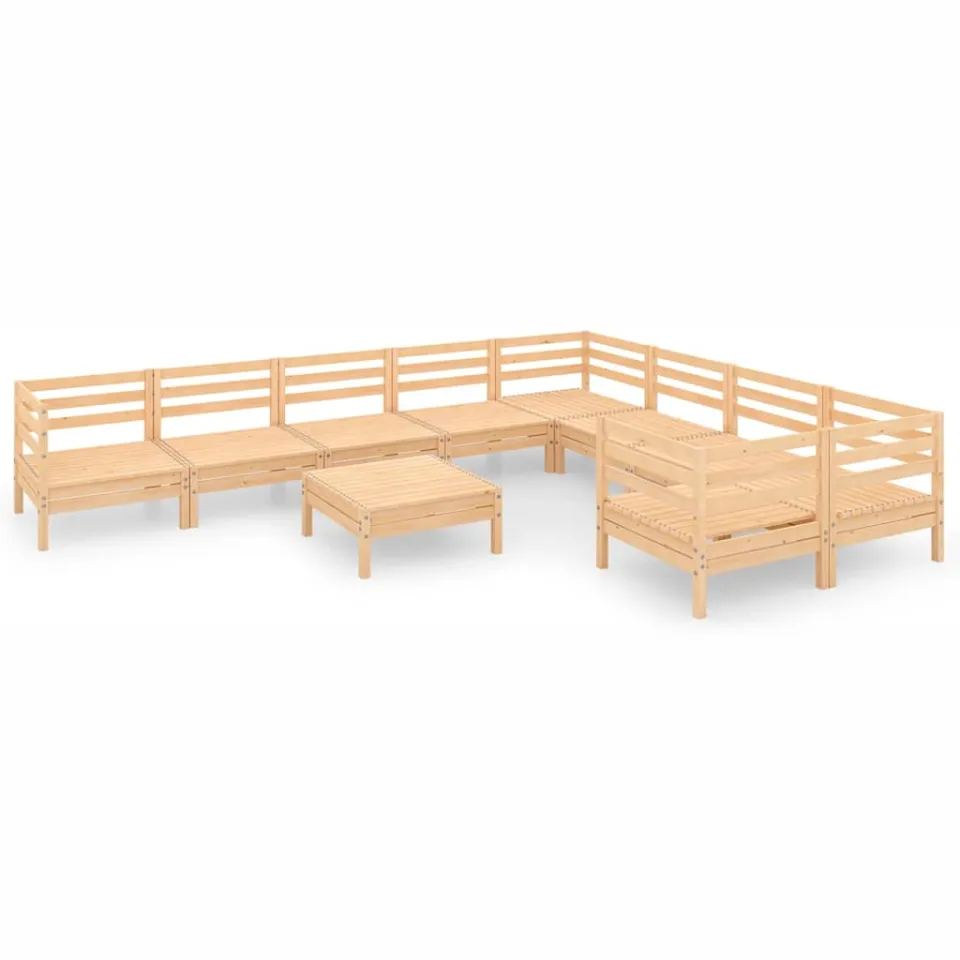 vidaXL 10-delige Loungeset massief grenenhout bruin, foto 3
