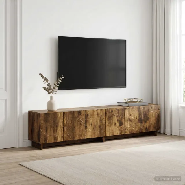vidaXL tv-meubel 180 x 34,5 x 40 cm Gerookt eiken Bewerkt hout Bruin