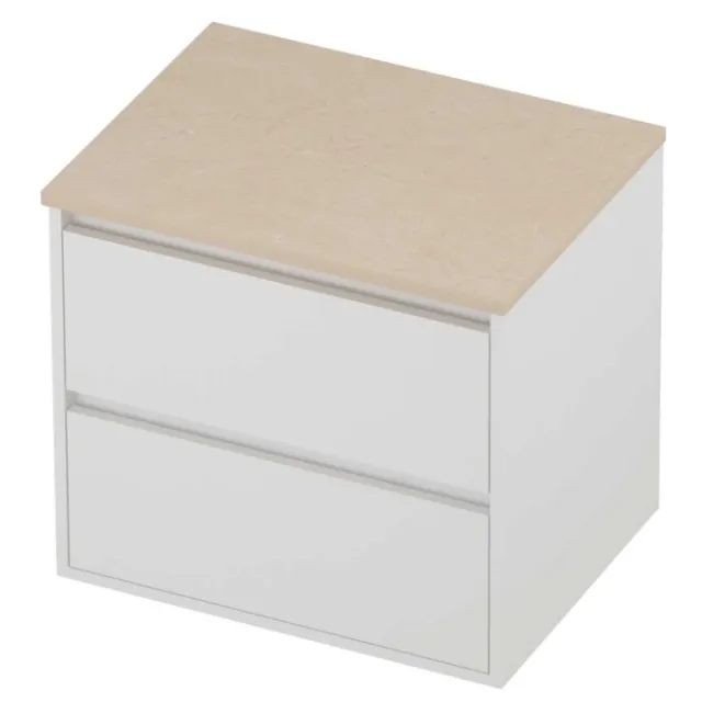 Proline Deck Badmeubelset Hardsteen Greeploos Symmetrisch Kader 60x46x54 cm Sand Stone Mat White