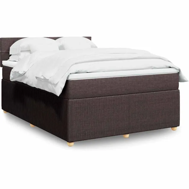vidaXL Boxspring met matras stof donkerbruin 160x200 cm bruin