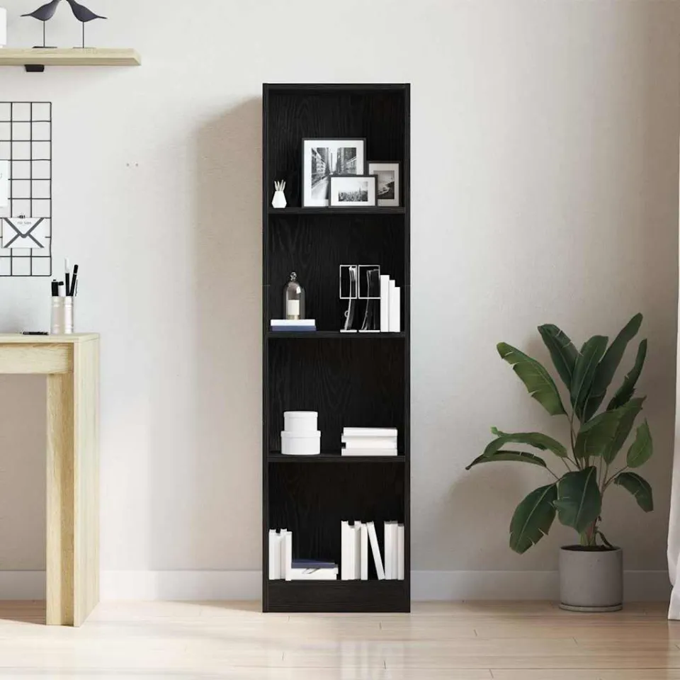 vidaXL Boekenkast Zwart Eiken 40x24x143 cm Engineered Wood, foto 3