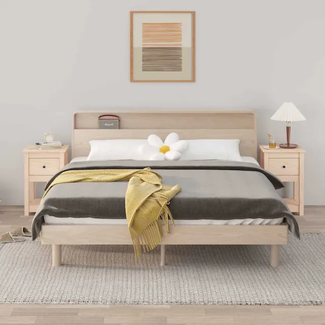 vidaXL Nachtkastjes 2 st 40x35x61,5 cm massief grenenhout Bruin