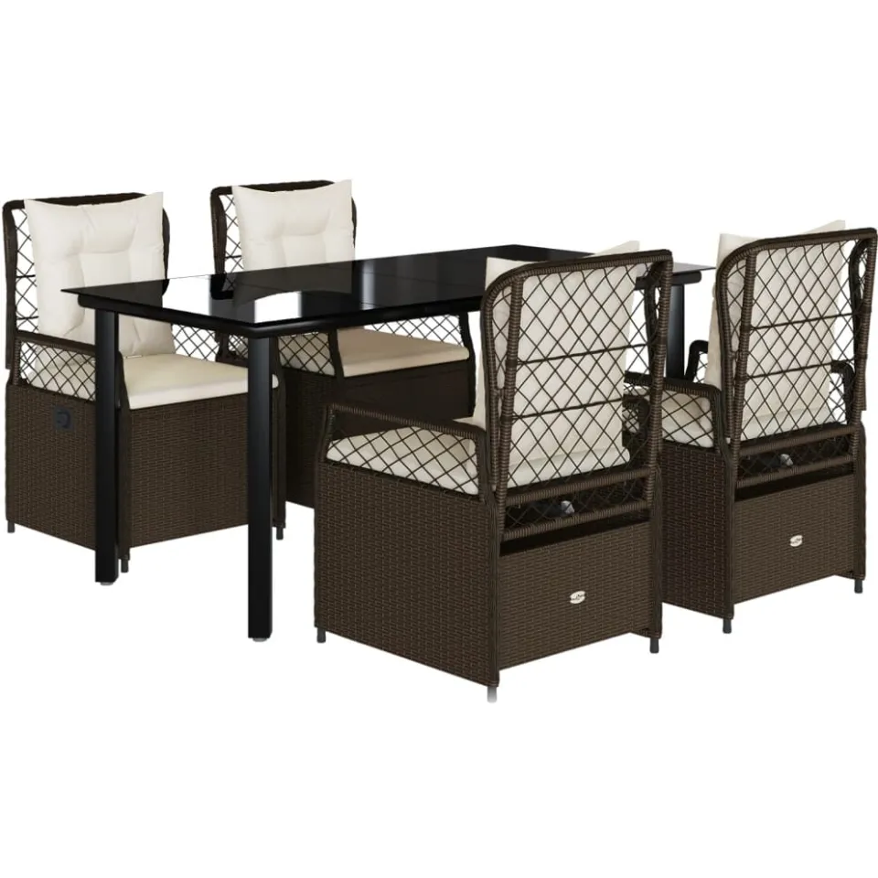 vidaXL 5-delige Tuinset met kussens poly rattan bruin, foto 3