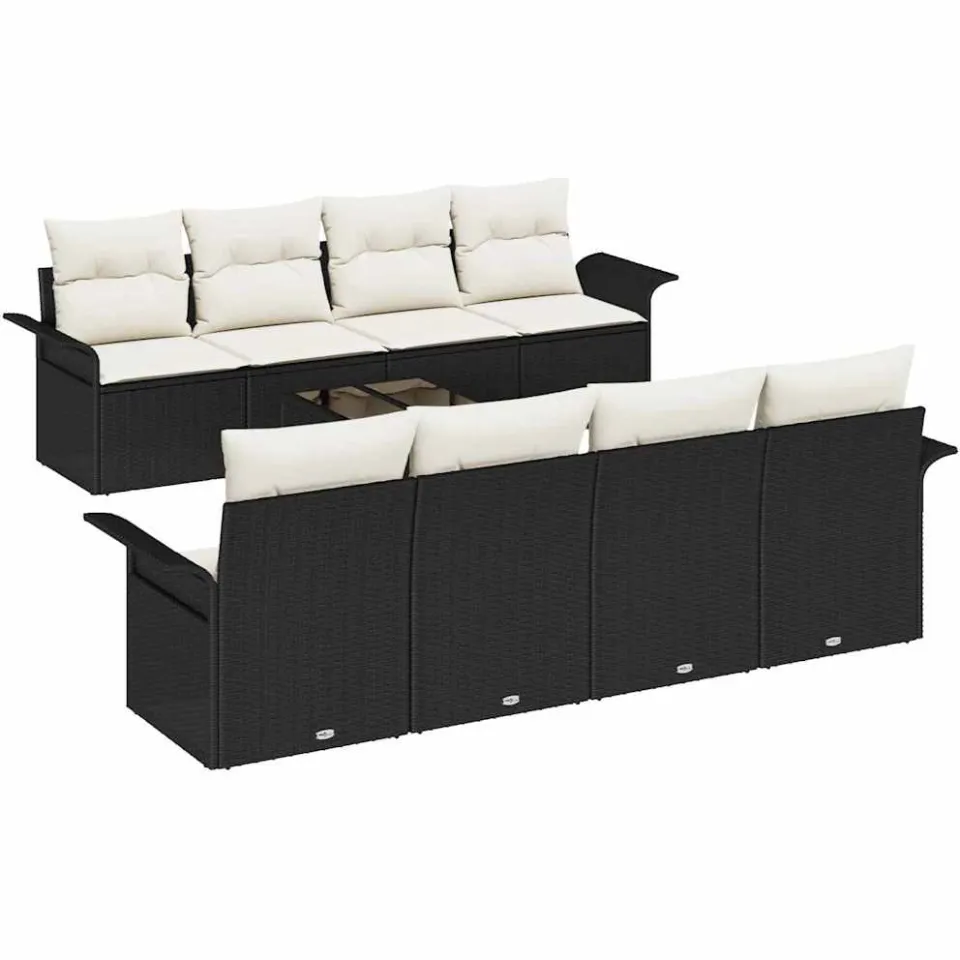 vidaXL Tuin Sofa Set 9 st Zwart poly rattan, foto 4
