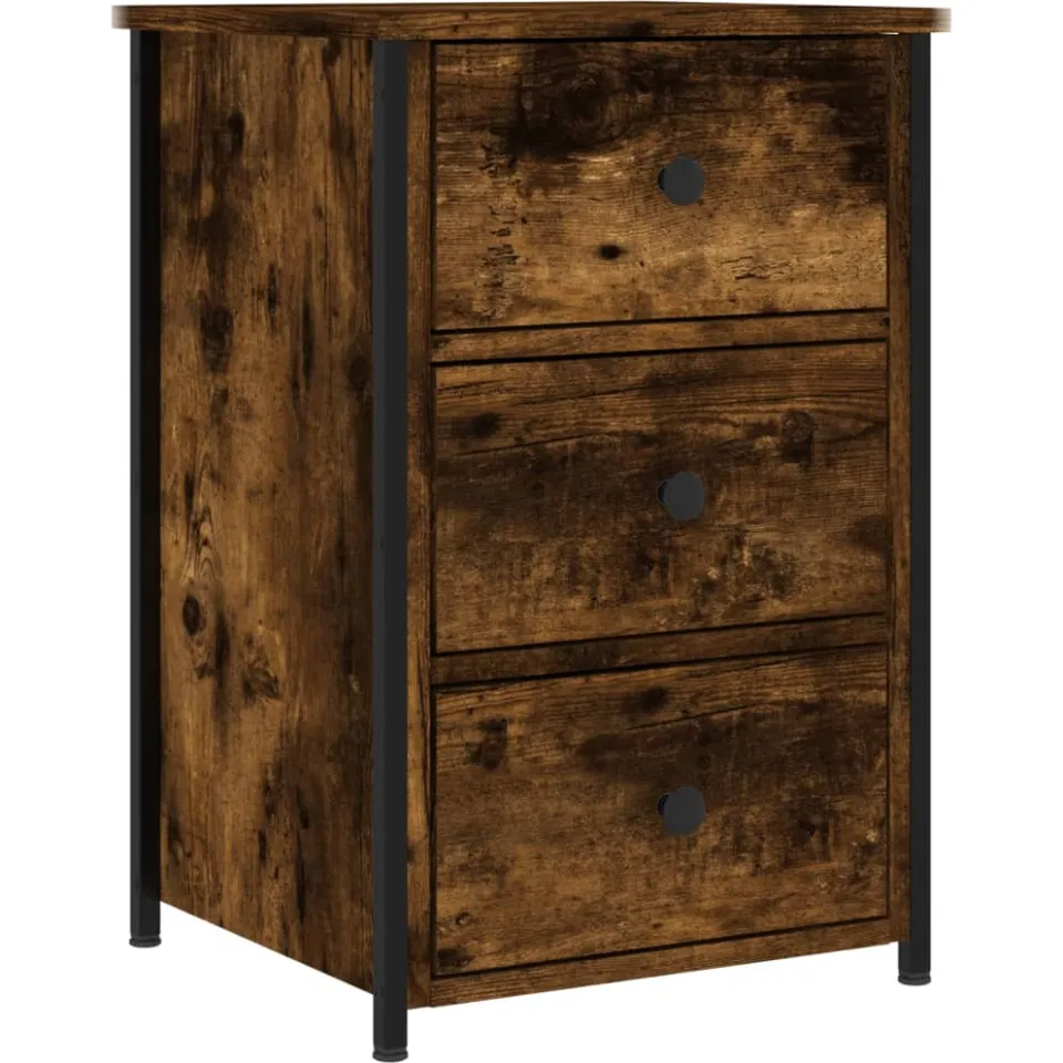 vidaXL Nachtkastjes 2 st 40x36x60 cm bewerkt hout gerookt eikenkleurig Bruin