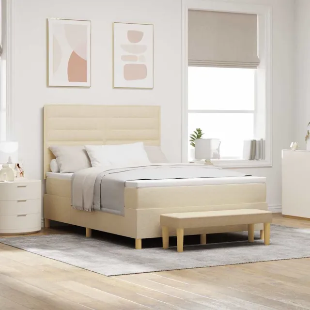 vidaXL Boxspring bed met hoofdeinde Crème 190 x 140 cm Stof