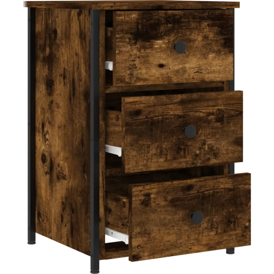 vidaXL Nachtkastje 40x36x60 cm bewerkt hout gerookt eikenkleurig, foto 4