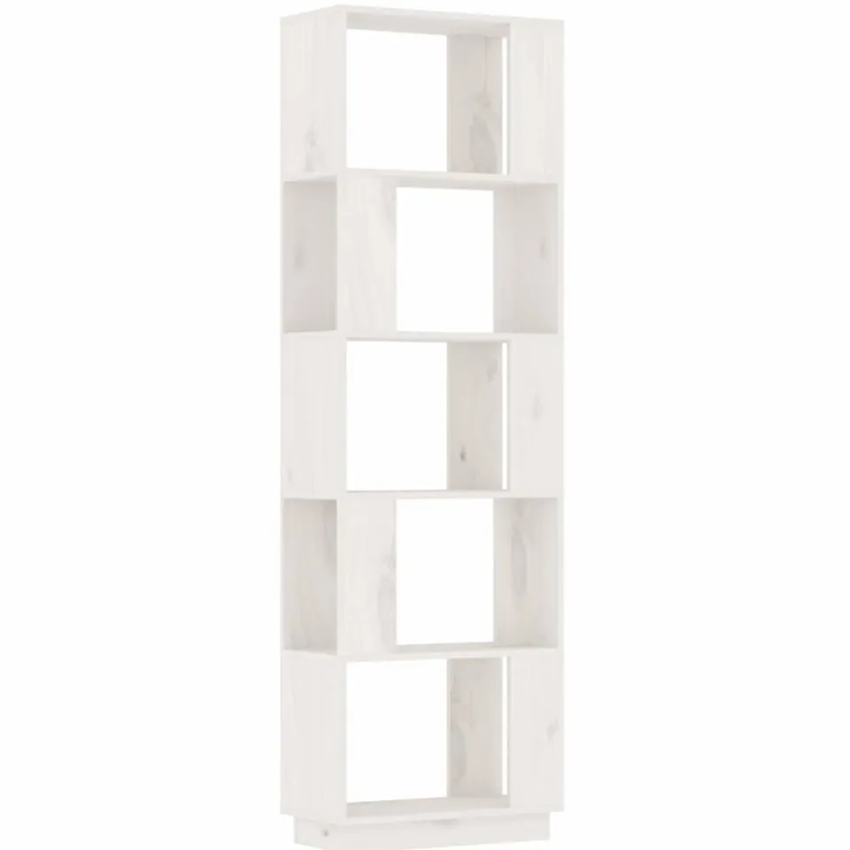 vidaXL Boekenkast/kamerscherm 51x25x163,5 cm massief grenenhout wit