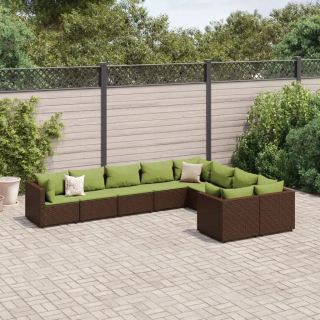 vidaXL 9-delige Loungeset met kussens poly rattan bruin, foto 2