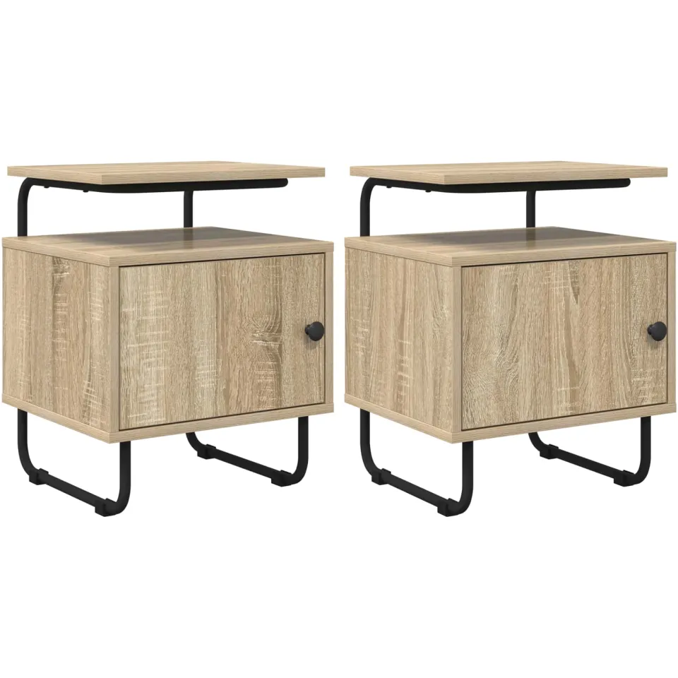 vidaXL Nachtkastje 2 st Sonoma Eiken 40 x 36,5 x 50 cm Bewerkt hout Bruin