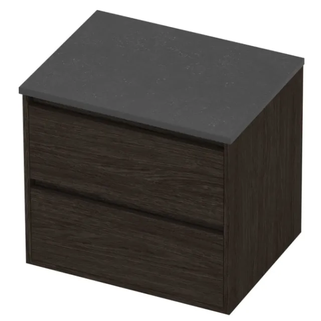 Proline Deck Badmeubelset Hardsteen Greeploos Symmetrisch Kader 60x46x54 cm Blue Stone Mokka Oak Eiken