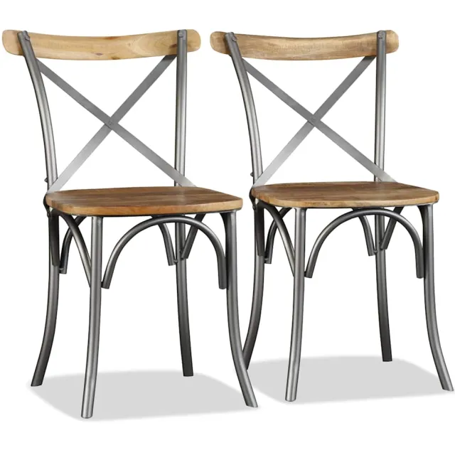 vidaXL Eetkamerstoelen 2 st massief mangohout meerkleurig