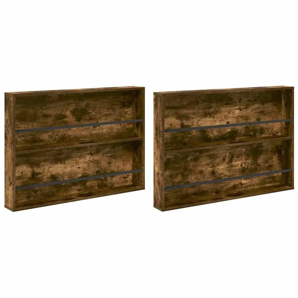 vidaXL Tijdschrift Rek met plank 2 st Gerookt eiken 100 x 12 x 70 cm, foto 3