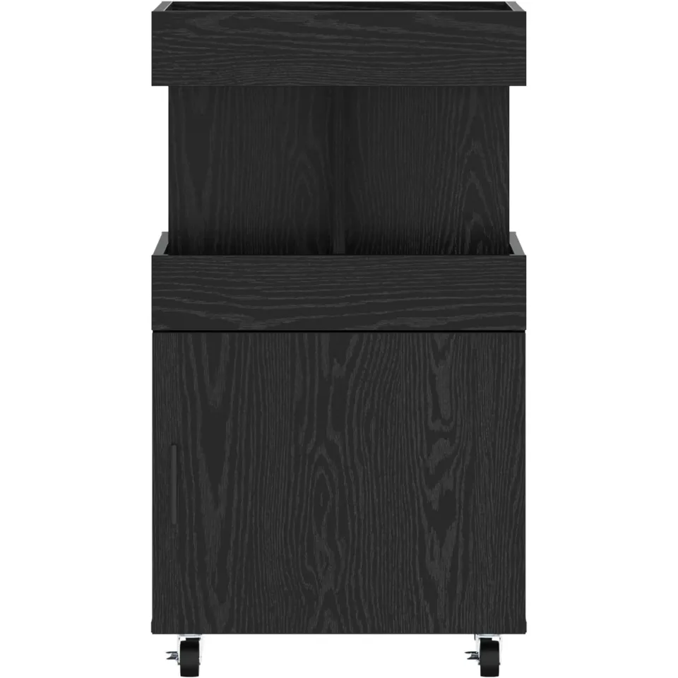 vidaXL Serveerwagen Zwart eiken 50 x 41 x 89 cm Bewerkt hout, foto 4