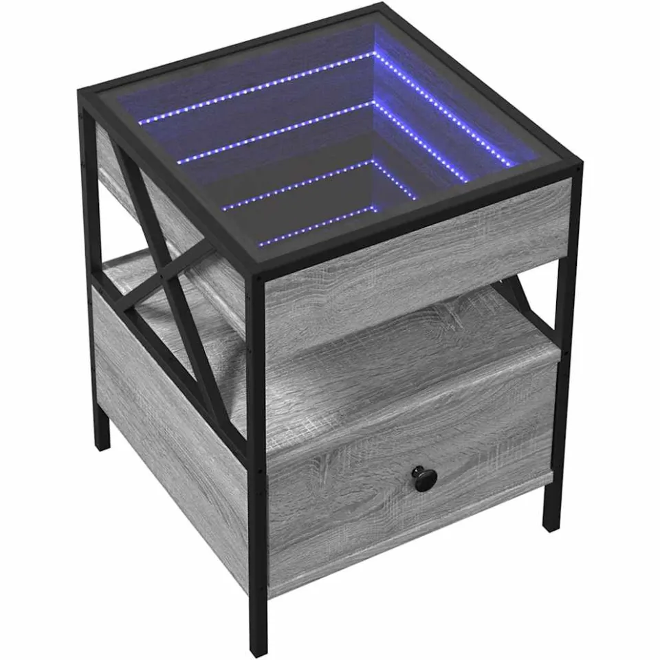 vidaXL Salontafel met Infinity LED 40x40x51 cm grijs sonoma eikenkleur