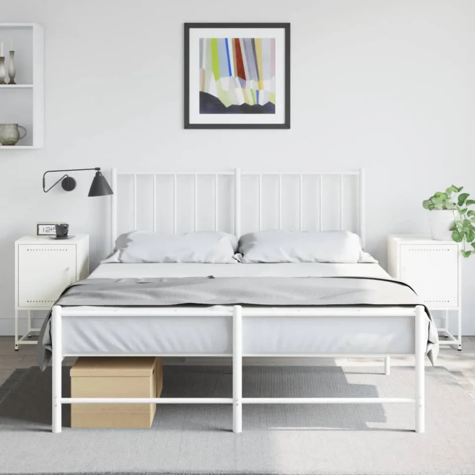 vidaXL Nachtkastjes 2 st 36x39x60,5 cm staal wit, foto 2