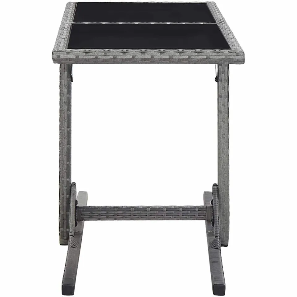 vidaXL Tuintafel 110x53x72 cm glas en poly rattan antraciet, foto 4