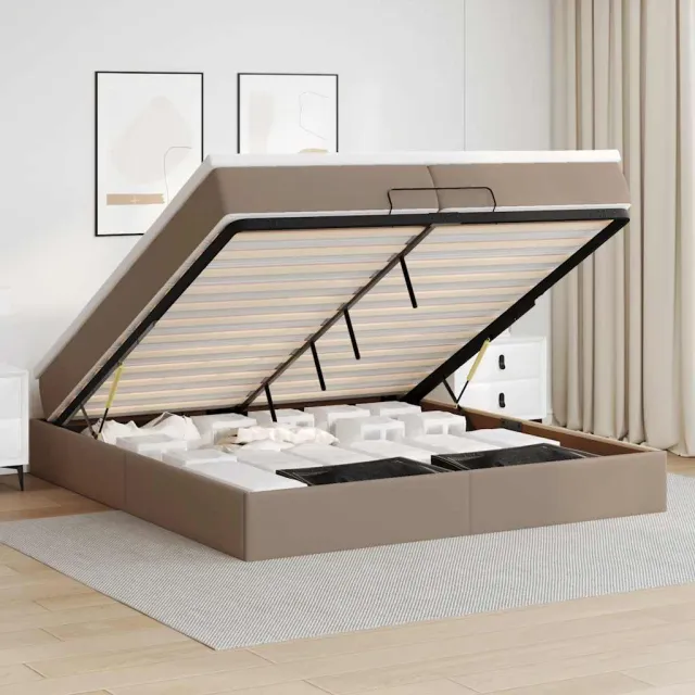 vidaXL Ottoman bed met matrassen 200x200cm kunstleer cappuccinokleurig bruin