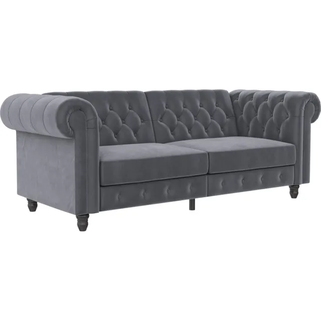 Notio Living Felix 3-Zits Slaapbank met Verstelbare Rugleuning - Antraciet Velours - 236 cm