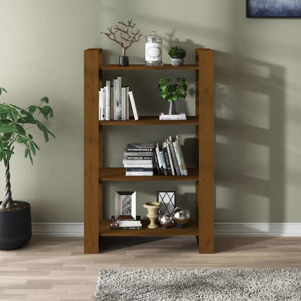vidaXL Boekenkast/kamerscherm 80x35x125 cm massief hout honingbruin bruin, foto 2