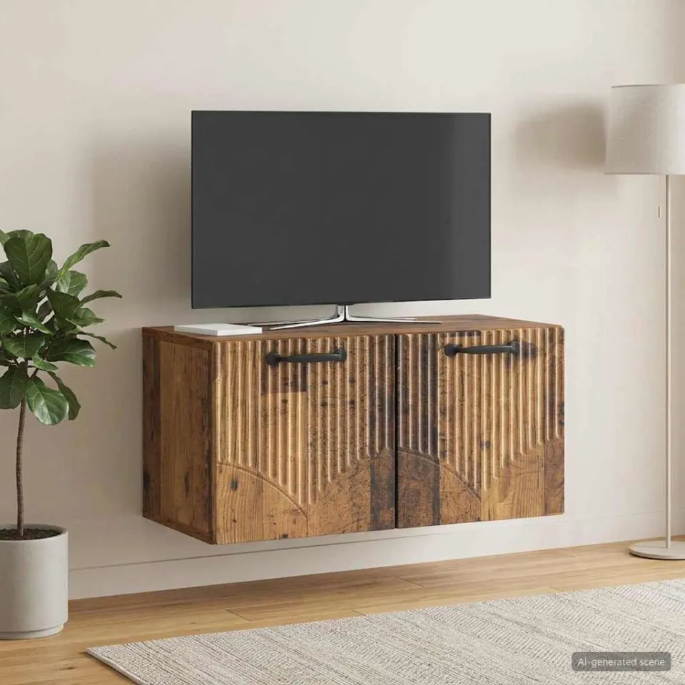 vidaXL Wandbeugel TV-kast Oud hout 59,5 x 31 x 30 cm Bewerkt hout bruin, foto 4