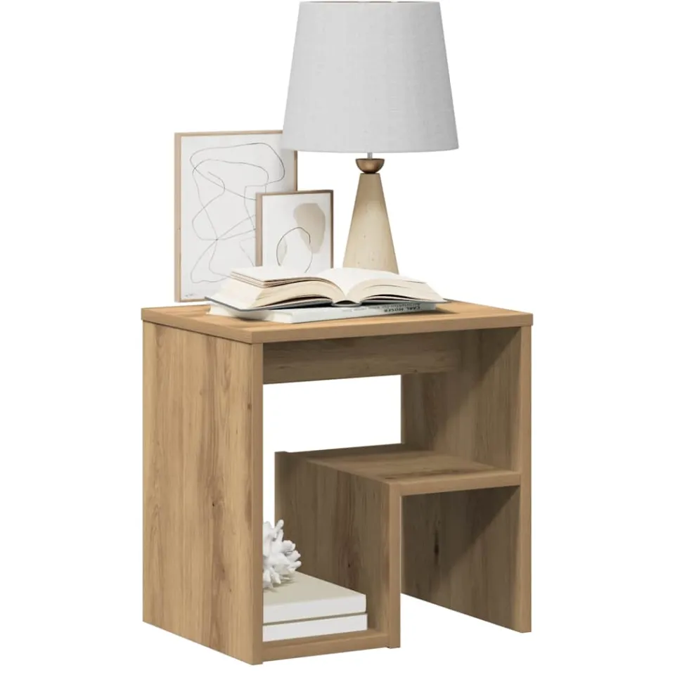 vidaXL Nachtkastje 40x30x40 cm bewerkt hout artisanaal eikenkleurig Bruin