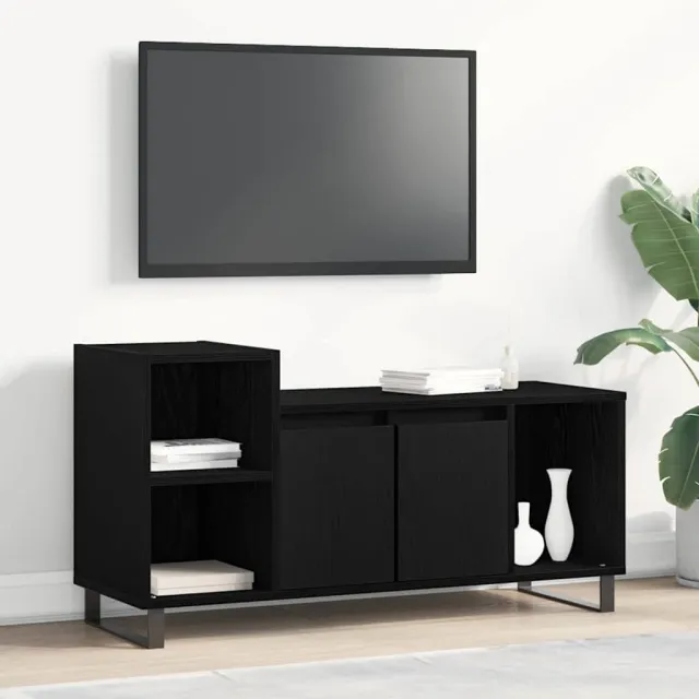 vidaXL Tv-meubelset 100 x 35 x 55 cm Zwart Eiken Bewerkt hout