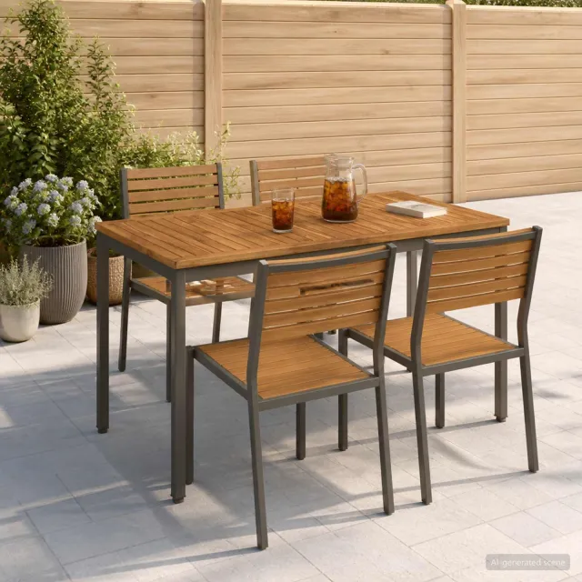 vidaXL Tuindiner tafel NAARDEN Natuurlijk en Koffie 108,5 x 55 x 75 cm Bruin