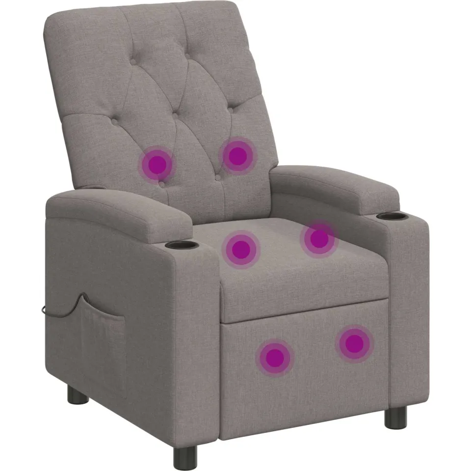 vidaXL Massage-relaxstoel Taupe 75 x 95 x 101 cm Stof