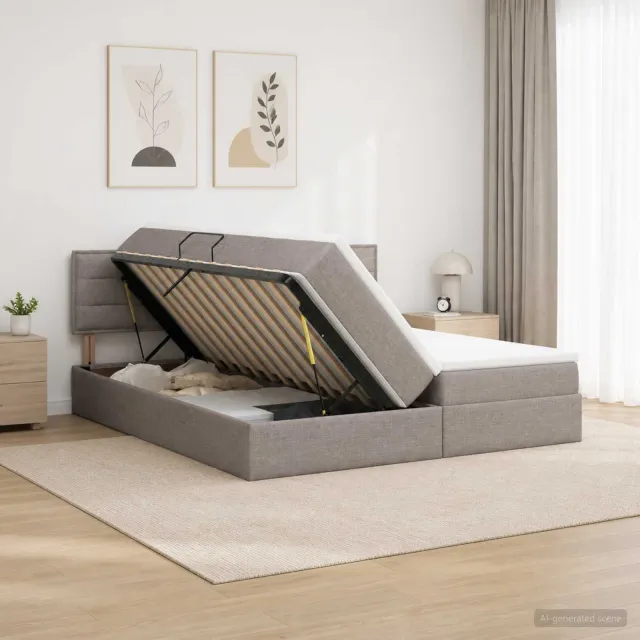 vidaXL Opslag bed met hoofdeinde 2 st Taupe Nep Leer