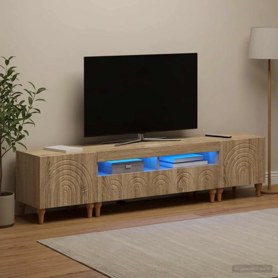 vidaXL 3-delige LED TV-kast Sonoma Eiken Bewerkt hout, foto 3