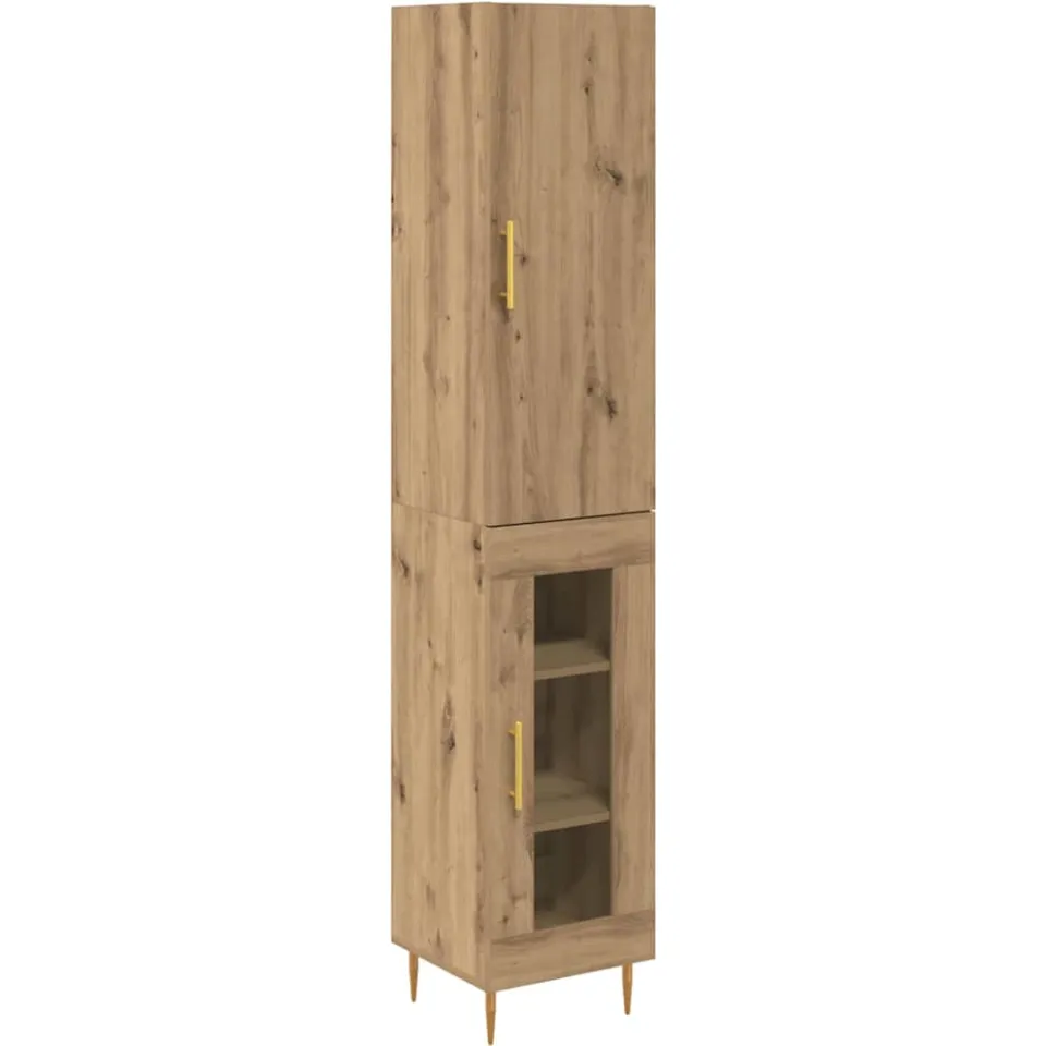 vidaXL Hoge kast 2 st Artisan Eiken 34,5 x 34 x 180 cm Bewerkt hout, foto 3