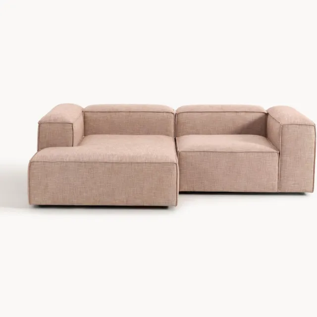 Westwing Collection Modulaire hoekbank Lennon van linnenmix (2-zits) Wijnrood