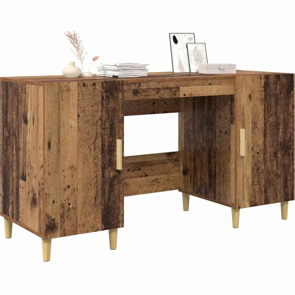 vidaXL Bureau Oud Hout Bewerkt hout 140 x 50 x 75 cm Bruin