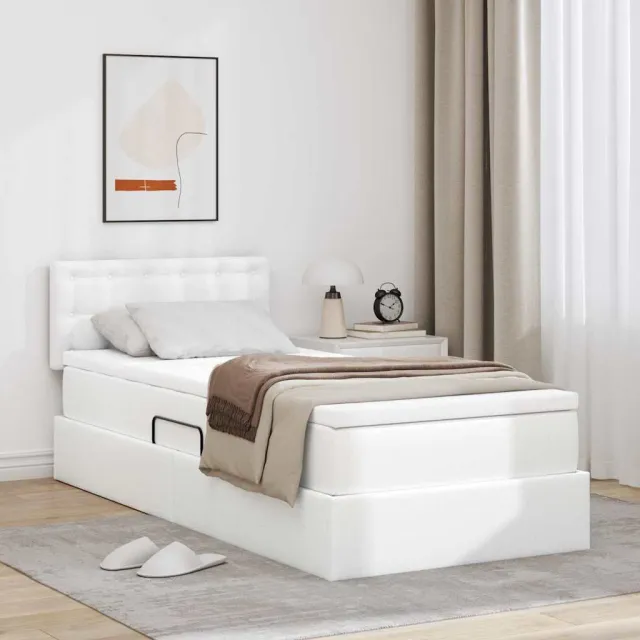 vidaXL Opslag bed met matras met opslag Puur Wit 100 x 200 cm Nep Leer