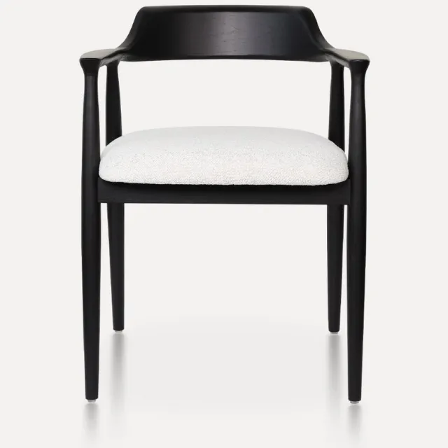 in& out door furniture Houten Stoel Eden Zwart/Wit, Essenhouten Frame, Gestoffeerde Zitting-Zwart/Wit