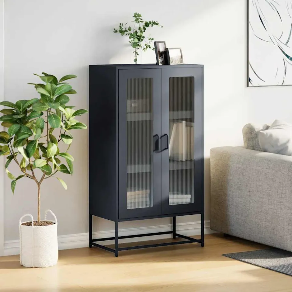 vidaXL Hoge kast 68x39x123 cm staal antracietkleurig, foto 2
