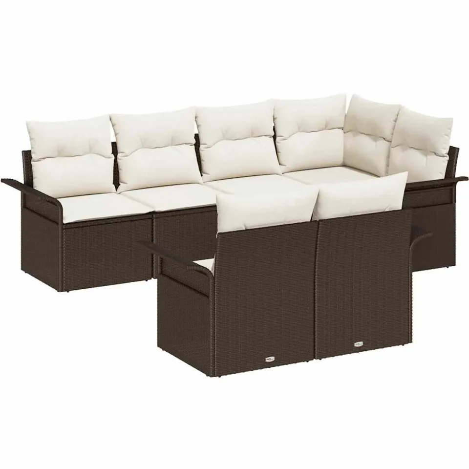 vidaXL Tuin Sofa Set 7 st Bruin Poly riet