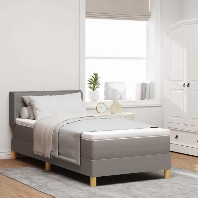 vidaXL Boxspringbed met kussen met hoofdeinde Taupe 190 x 90 cm Stof