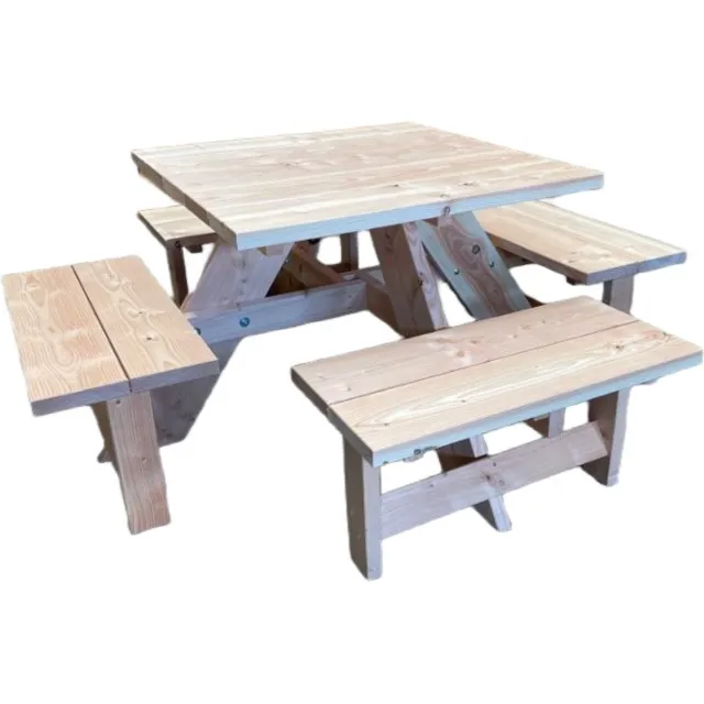 Rockwood® Picknicktafel Vierkant Douglas 1.00m met 1 rugleuning Naturel