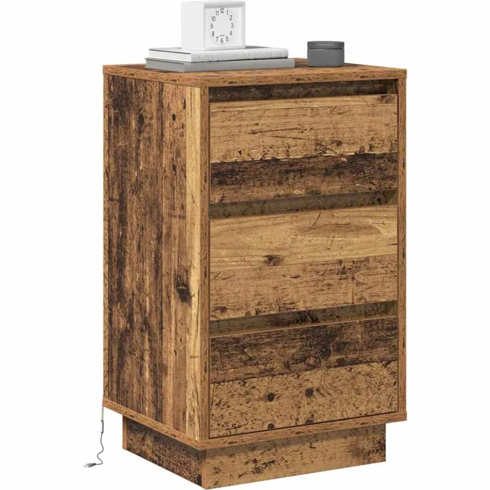 vidaXL Nachtkastje Oudhout 39 x 34,5 x 65 cm Bewerkt hout Bruin